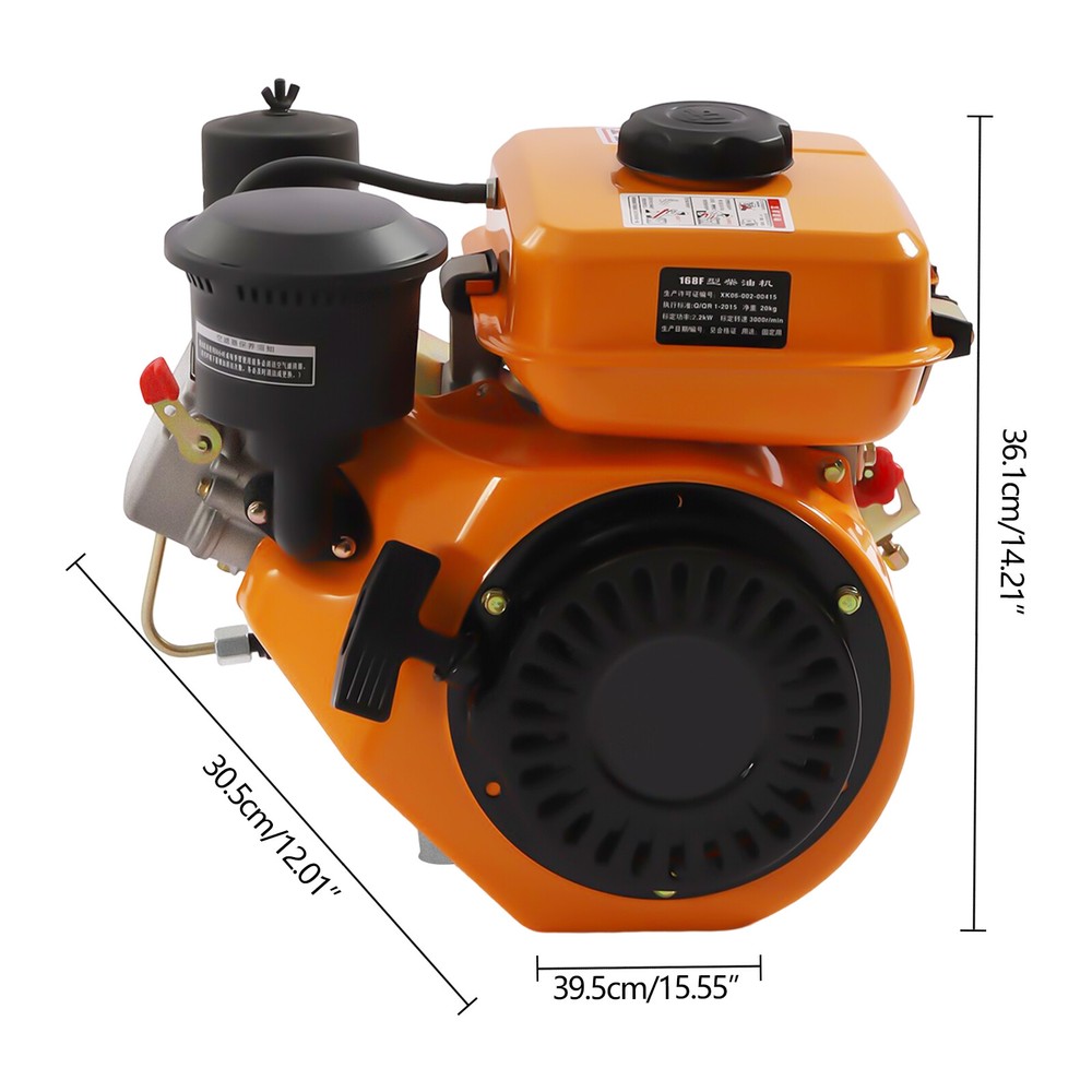 4 Stroke 3HP Diesel Engine OHV Motor Air-cooled Single Cylinder Pull Start 196cc