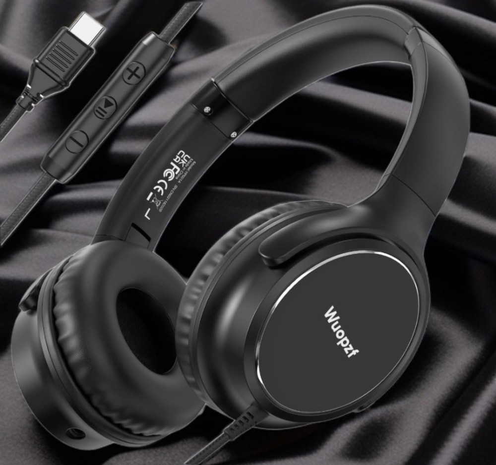 Wired Over-Ear USB-C Headphones with Microphone/Volume Control/Foldable/Adjustab