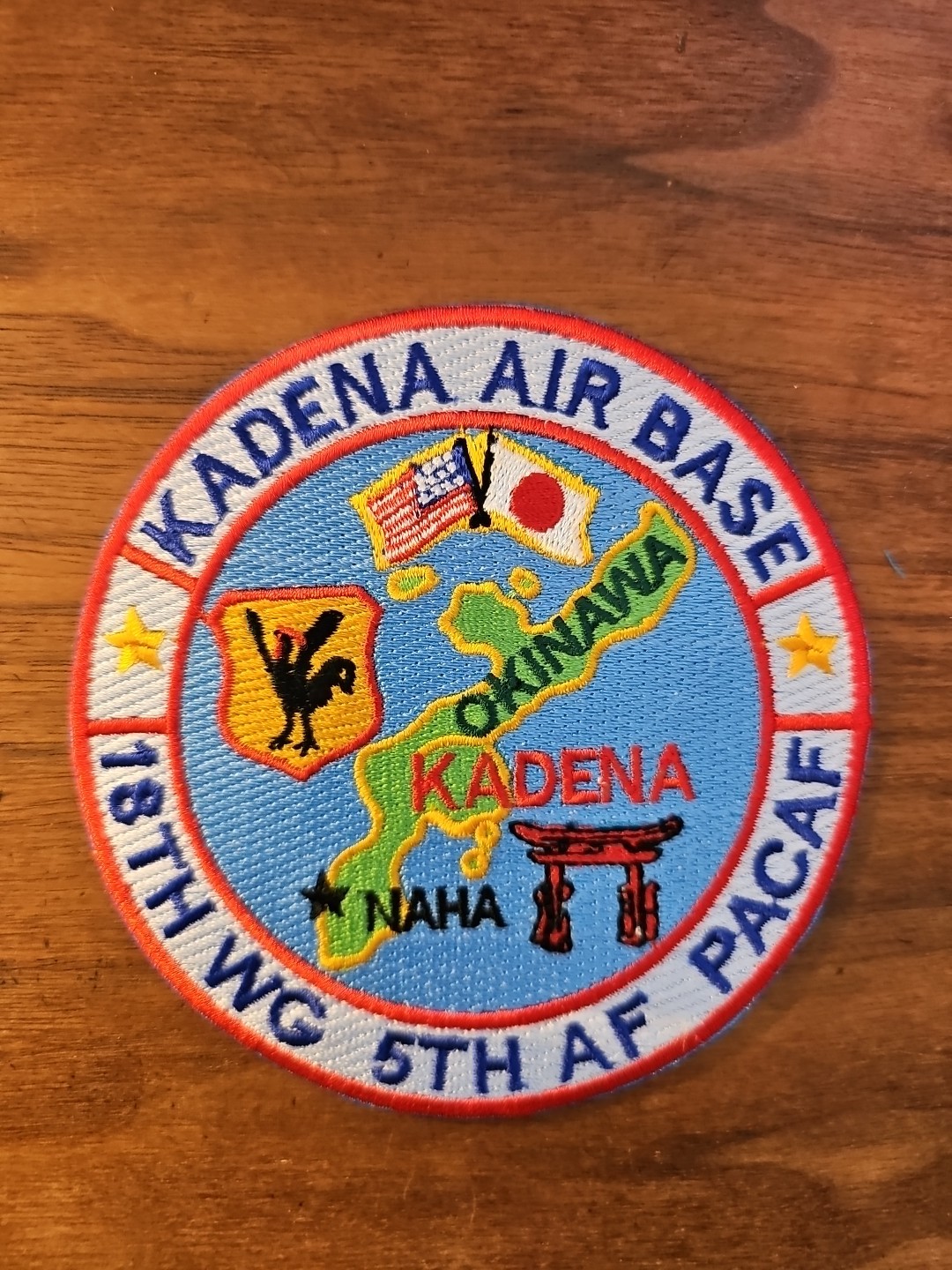 USAF BASE PATCH, KADENA AIR BASE, JAPAN, 18TH WG, 5TH AF, PACAF