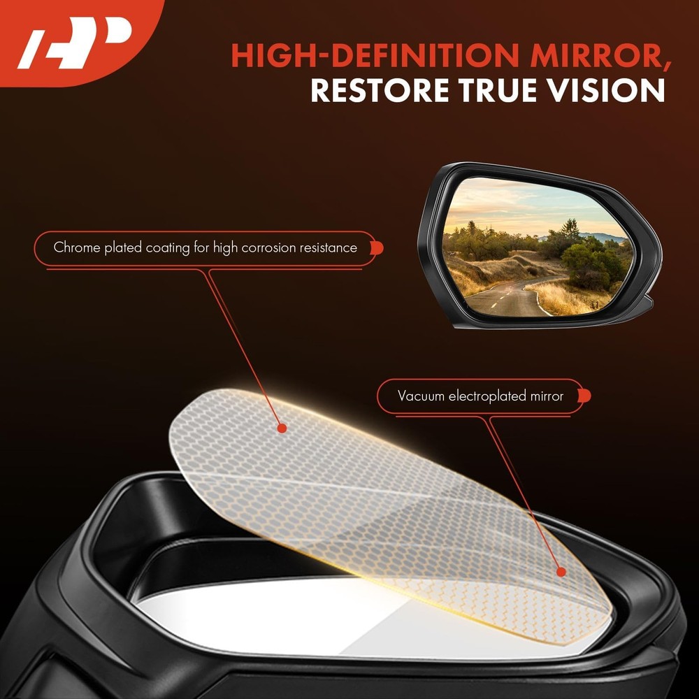 A-Premium Pair (2) Driver and Passenger Side Power Mirror - Compatible Black