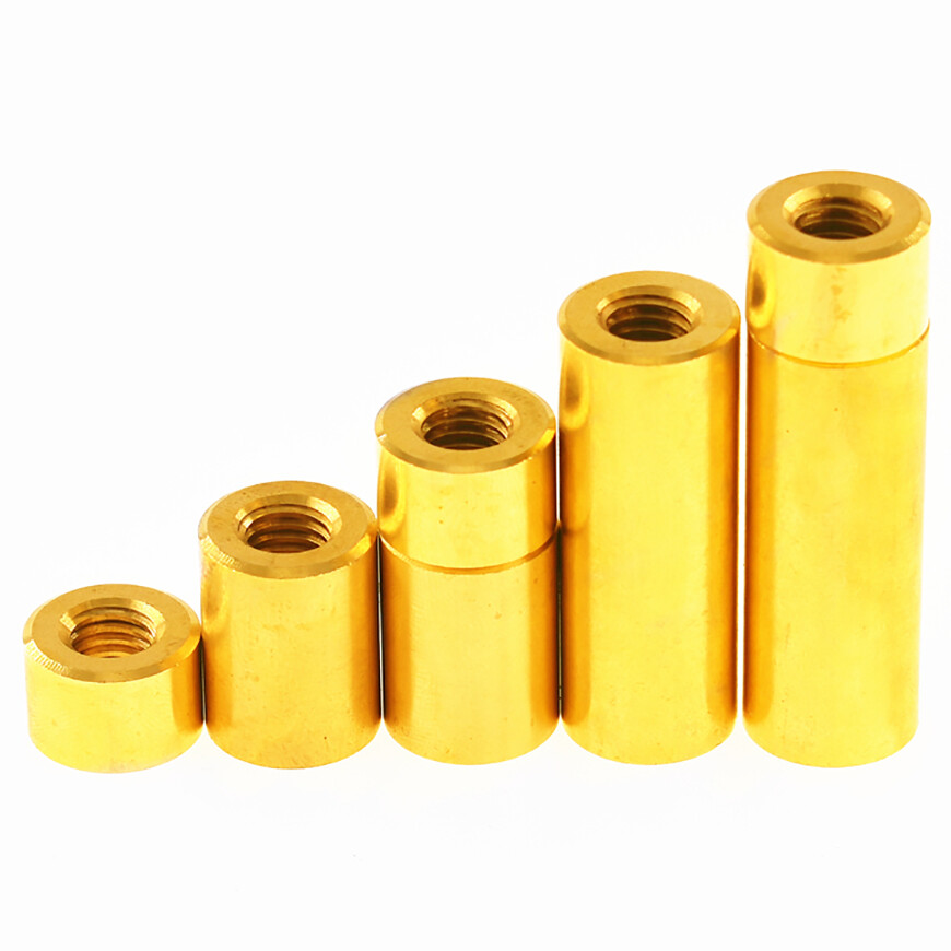 Threaded Sleeve Stud Round Connector Nut Brass Long Nuts M1.6M1.8M2M2.5M3M3.5