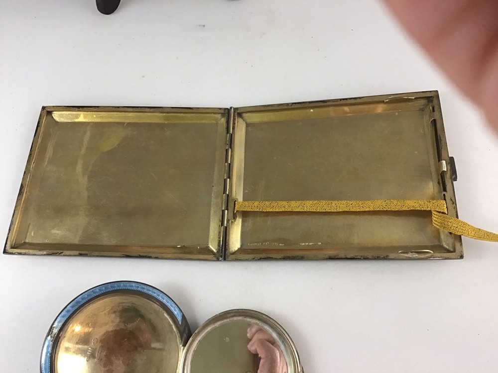 Antique AUSTRIA .935 SILVER COMPACT & CIGARETTE CASE Guilloche CINDERELLA!