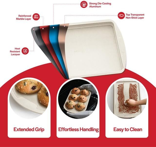 Baking Pan Set - 6 Piece - Stackable, Deluxe, Non-Stick Baking
