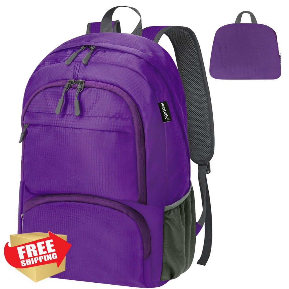 HOLYLUCK 20L Purple Lightweight Packable Hiking Daypack Backpack
