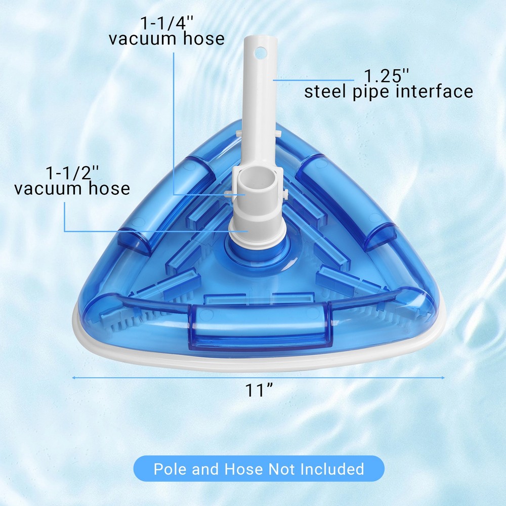 Transparent Cover Swimming Pool Vacuum Blue Weighted Triangle Connection