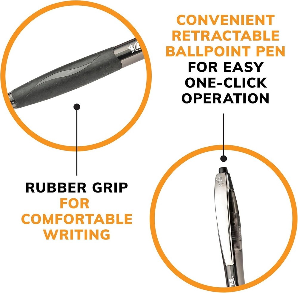 BIC Glide Black Retractable Ballpoint Pens, Medium Point (1.0mm), 4-Count Pack,