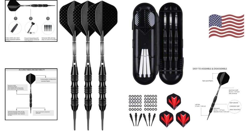 Professional 20g Soft Tip Darts - Complete Set with Durable Case & Accessories