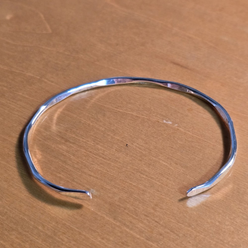 Sterling Silver 925 Cuff Bracelet Minimalist Bubble Wave Design