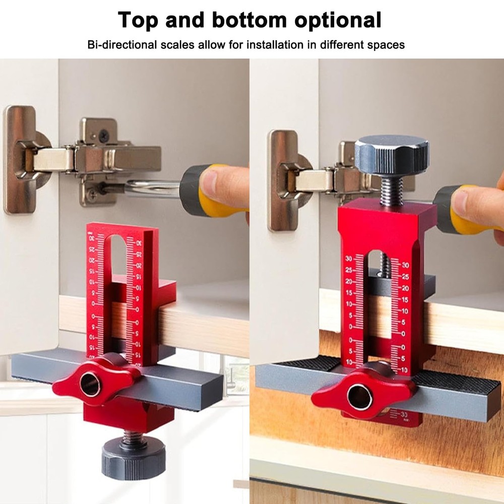 Cabinet Door Installation Jig, 2-in-1 Mounting Tool with Adjustable Positione...