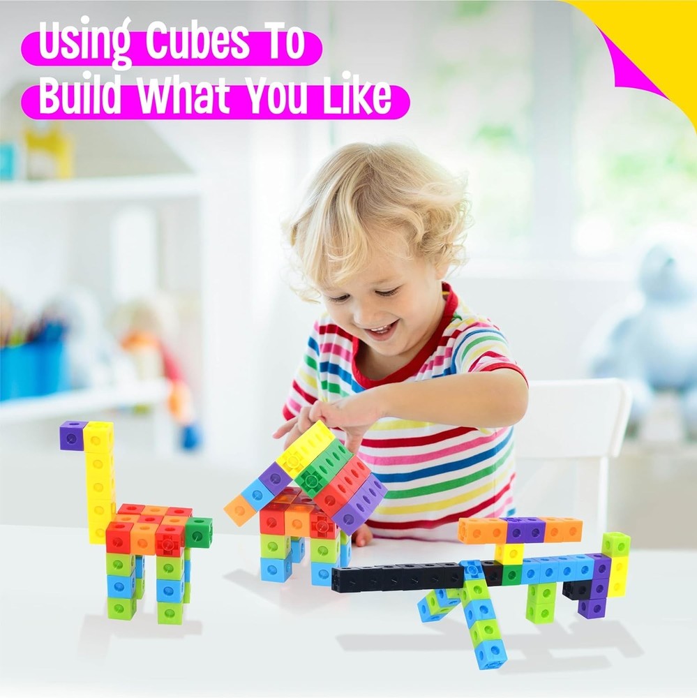 Creative Snap Blocks - 100 Math Linking Cubes for Preschool and Homeschool Fun