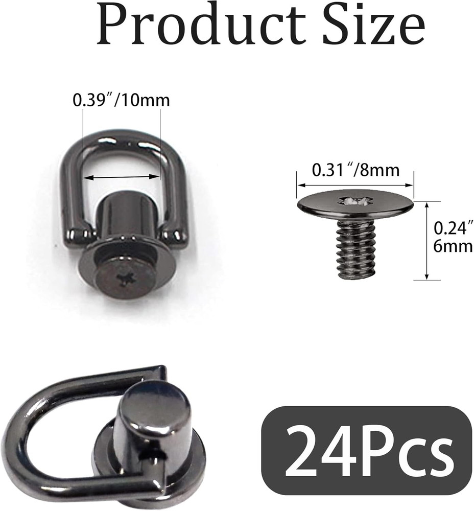 Rivets D Ring Stud Screw Ball Post Head Buttons Stud Screw, Metal Ring with Hole