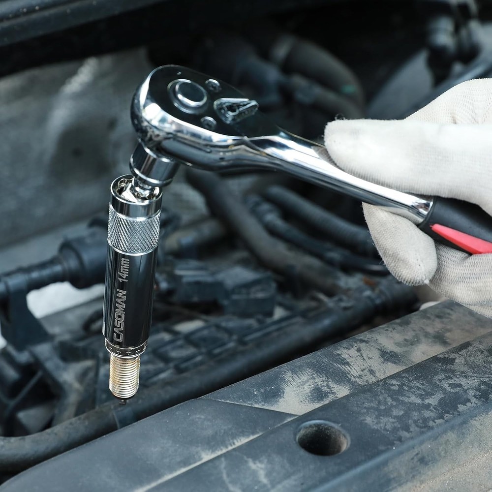 6-Piece Magnetic Swivel Spark Plug Socket Set - Durable Chrome Vanadium