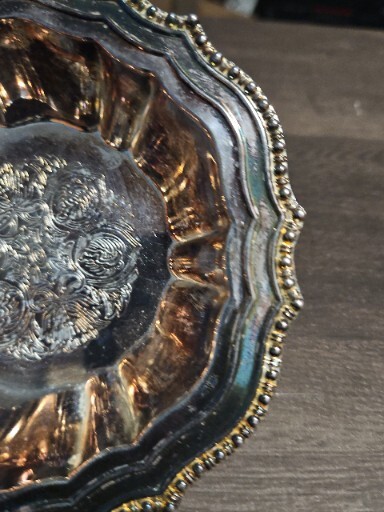 VINTAGE ITALY HMC AVON SILVERPLATE CANDY TRINKET DISH BOWL 6" ORNATE DESIGN