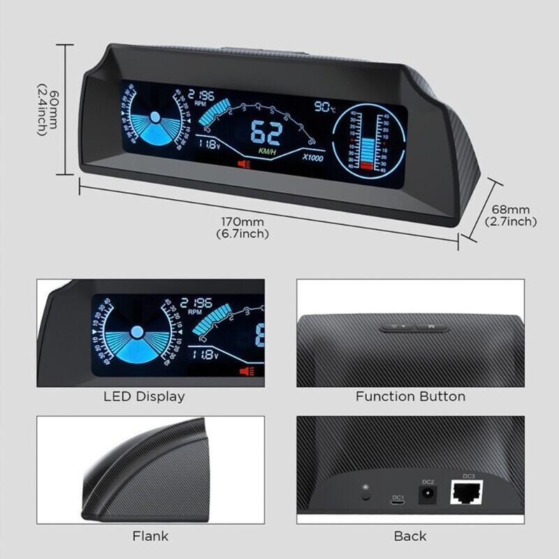 Universal Vehicle Modiffied Accessory Car OBD Multifunction Gauge Speedometer