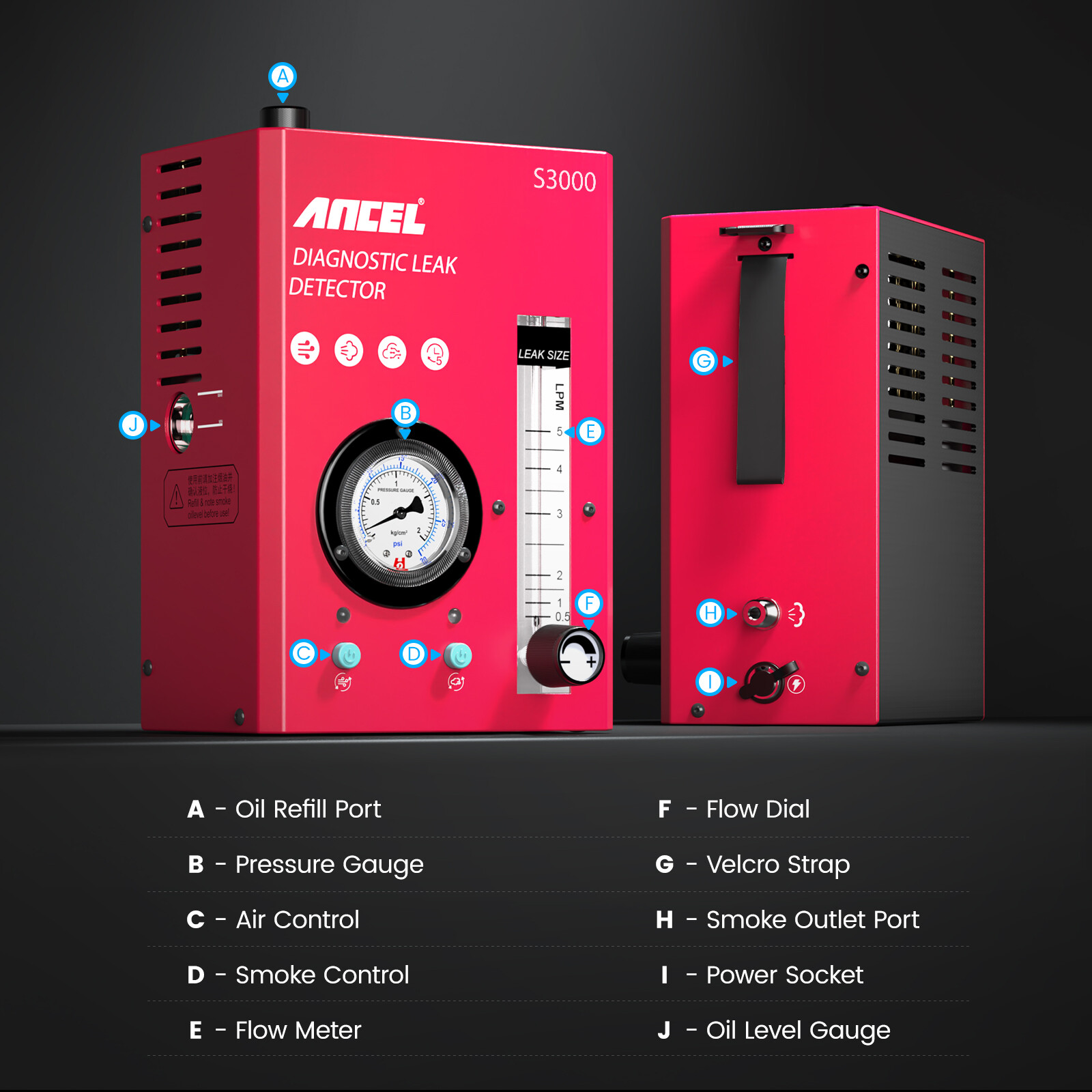 Ancel S3000 Automotive EVAP Smoke Machine Diagnostic Car Leak Detection Tester