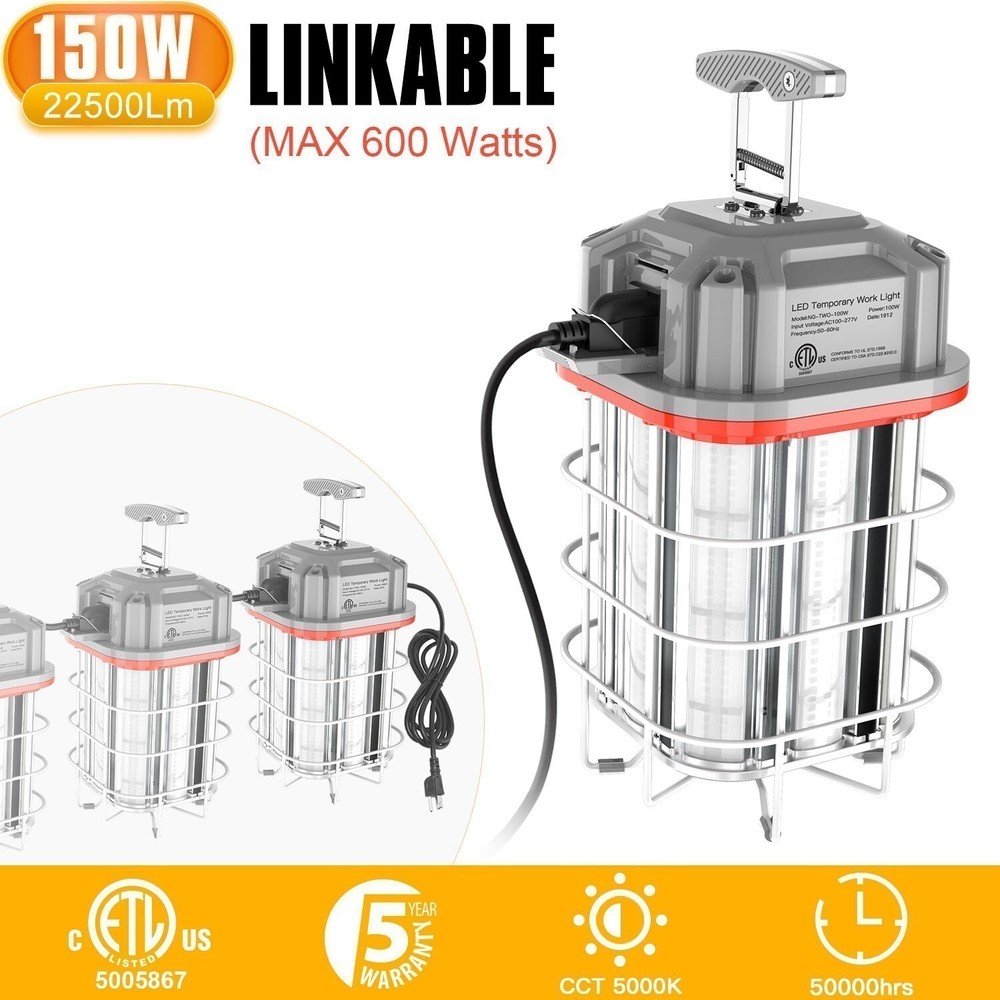 22500LM -150W LED Temporary Work Light Linkable Jobsite Constructions Work Lamp