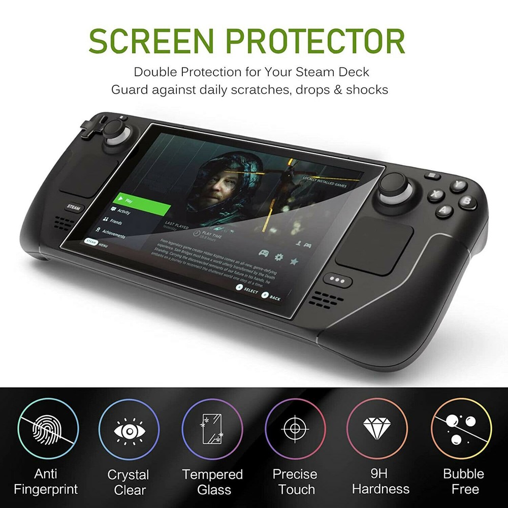 2*Glass Screen Protector 9H Scratchproof Protective Film For Steam Deck Console
