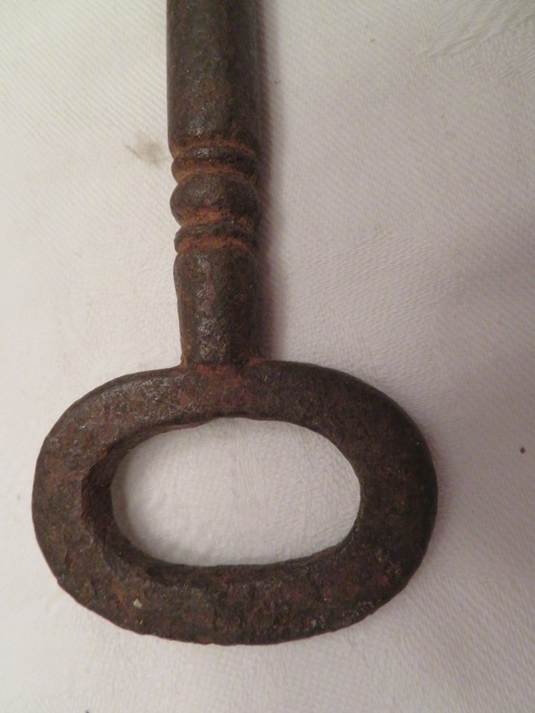 Antique Iron Skeleton Key Rustic Solid Barrel Key 6.5" long