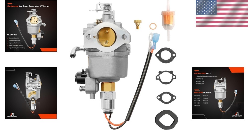 High-Performance Carburetor for Onan Microquiet 4000-Watt Generators & Gaskets