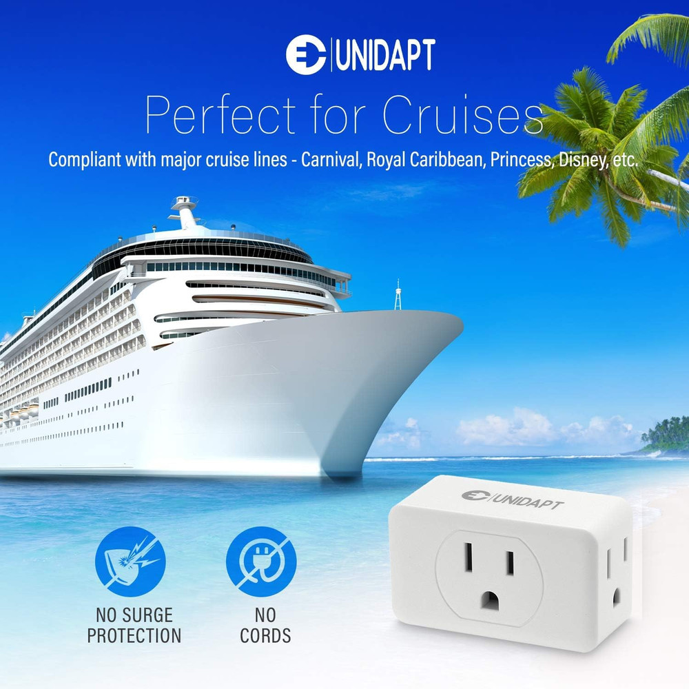 Multi Plug Outlet Extender 2 Pack - 3 Way Wall Outlet Splitter, Cruise Ship Esse