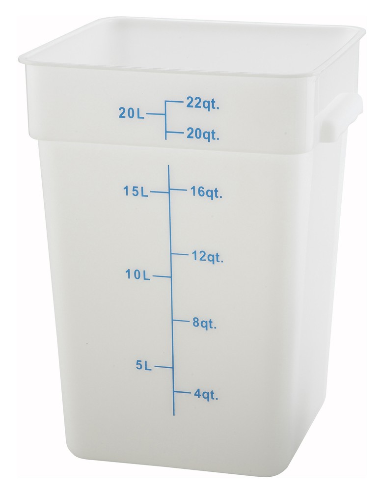 22qt Square Storage Container, White, PP (6 Each)