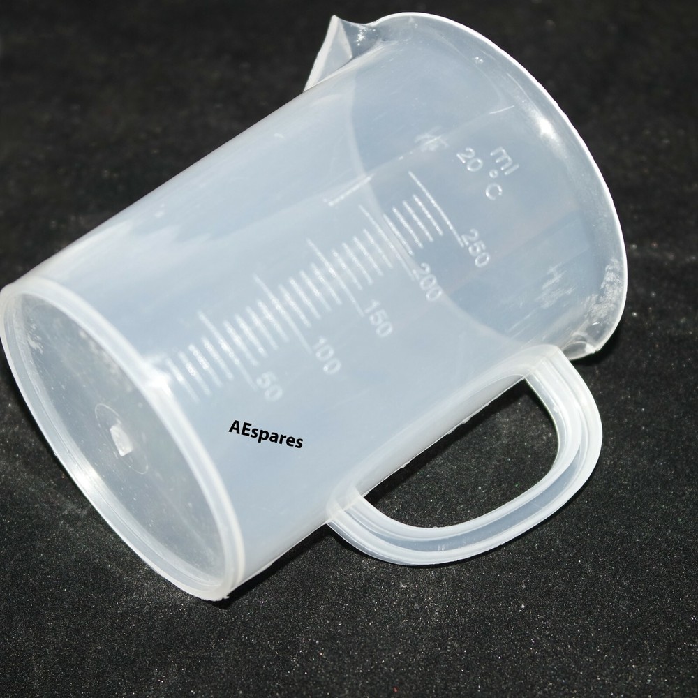 250ml Transparent Plastic Beaker Liquid Measuring Jug Cup With Handle