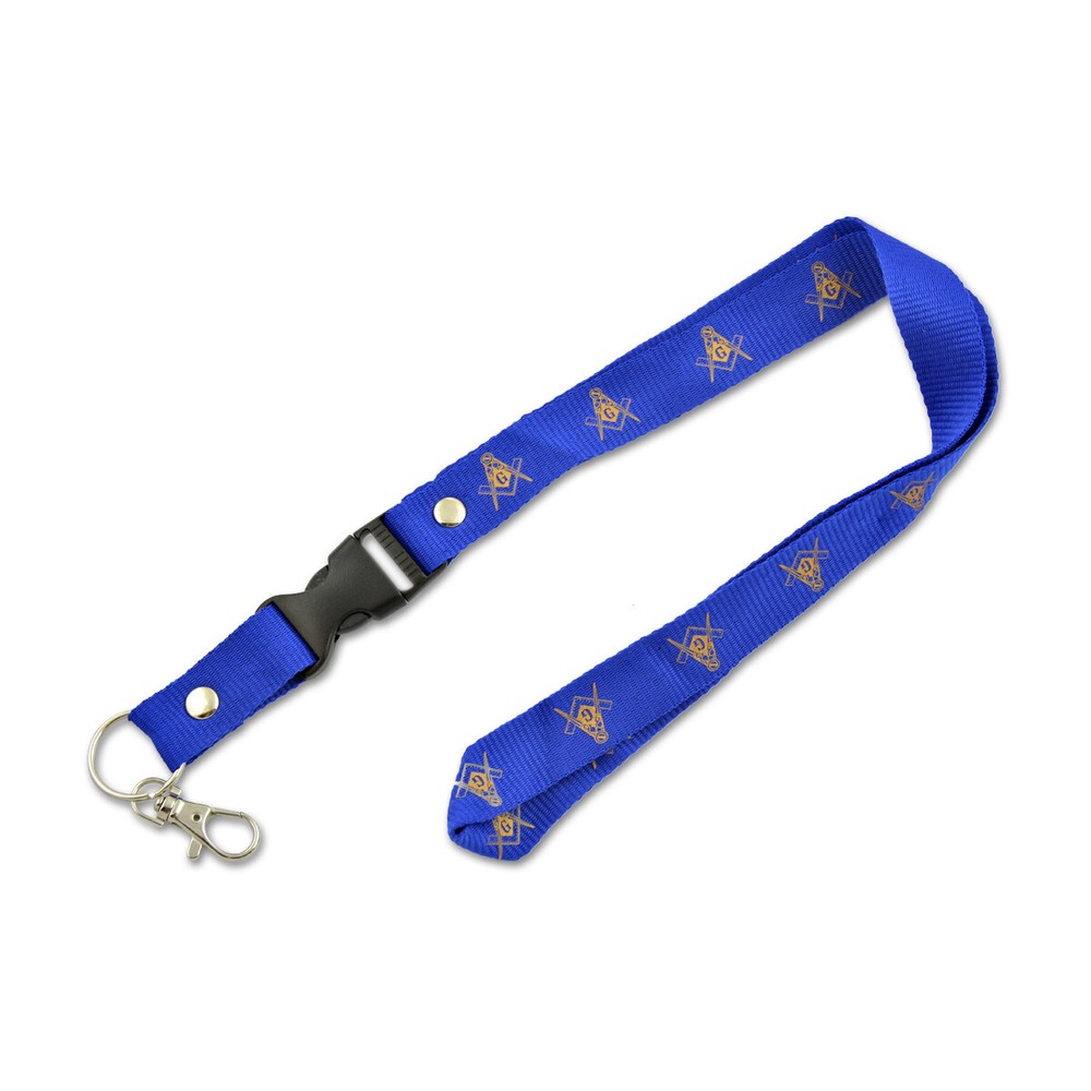 Square & Compass Masonic Lanyard - [Blue & Gold][20 1/2'' Long]