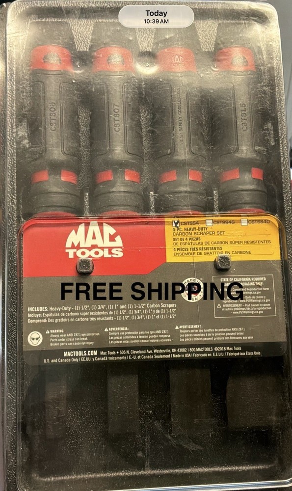 Mac Tools 4 Pc. Strikable Scraper Set (RED)w/Plastic Storage Tray Cstss4