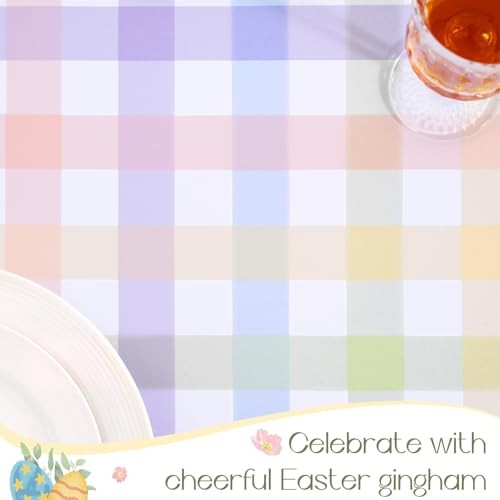 Easter Square Vinyl Tablecloth, Spring 100% 54" x 54" (Square) Rainbow