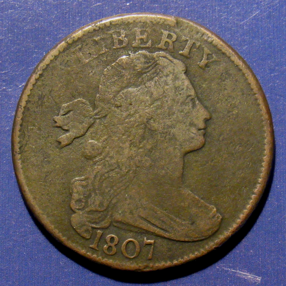 1807 DRAPED BUST LARGE CENT, VG  ~  LESS COMMON DATE, BETTER ORIGINAL EXAMPLE