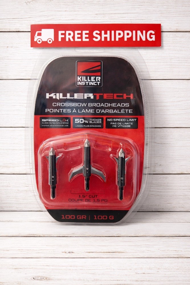 KILLER INSTINCT 3-PACK! 3100 KillerTech 100 Grain 2-Blade Archery Broadheads!