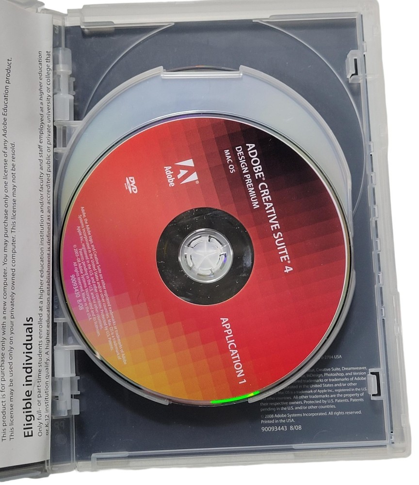 Adobe Creative Suite 4 CS4 Design Premium MAC OS Student Version W/ Product Code
