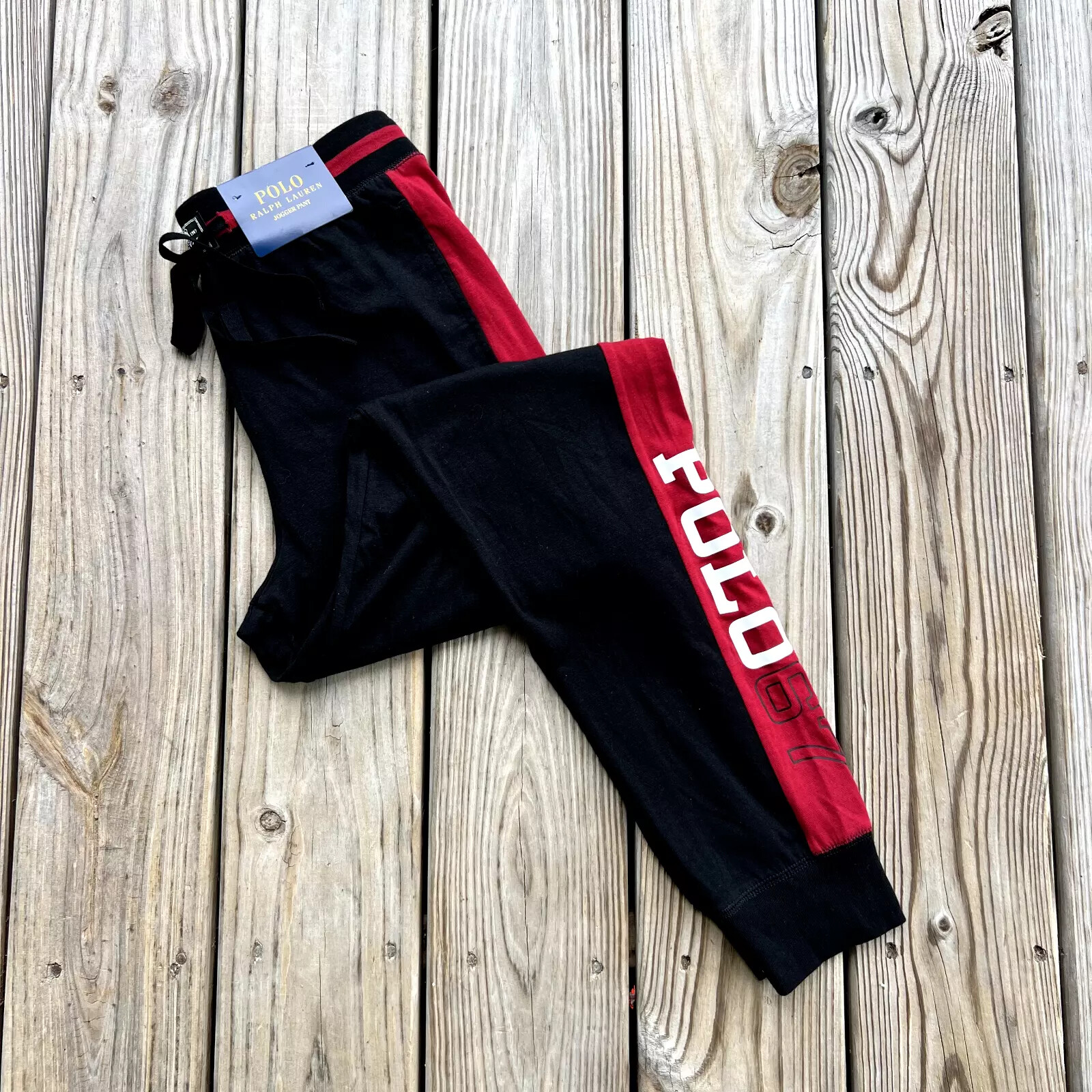 Polo Ralph Lauren Polo67 Men's Lightweight Pajama Sleep Jogger Pants Black/Red