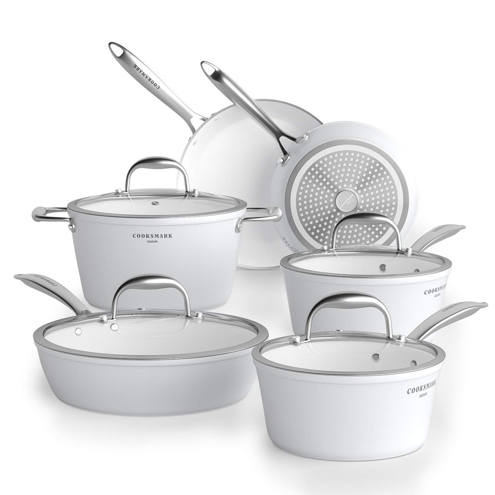 Nonstick Ceramic Cookware Set, Induction & Dishwasher Safe Scratch-Resistant ...