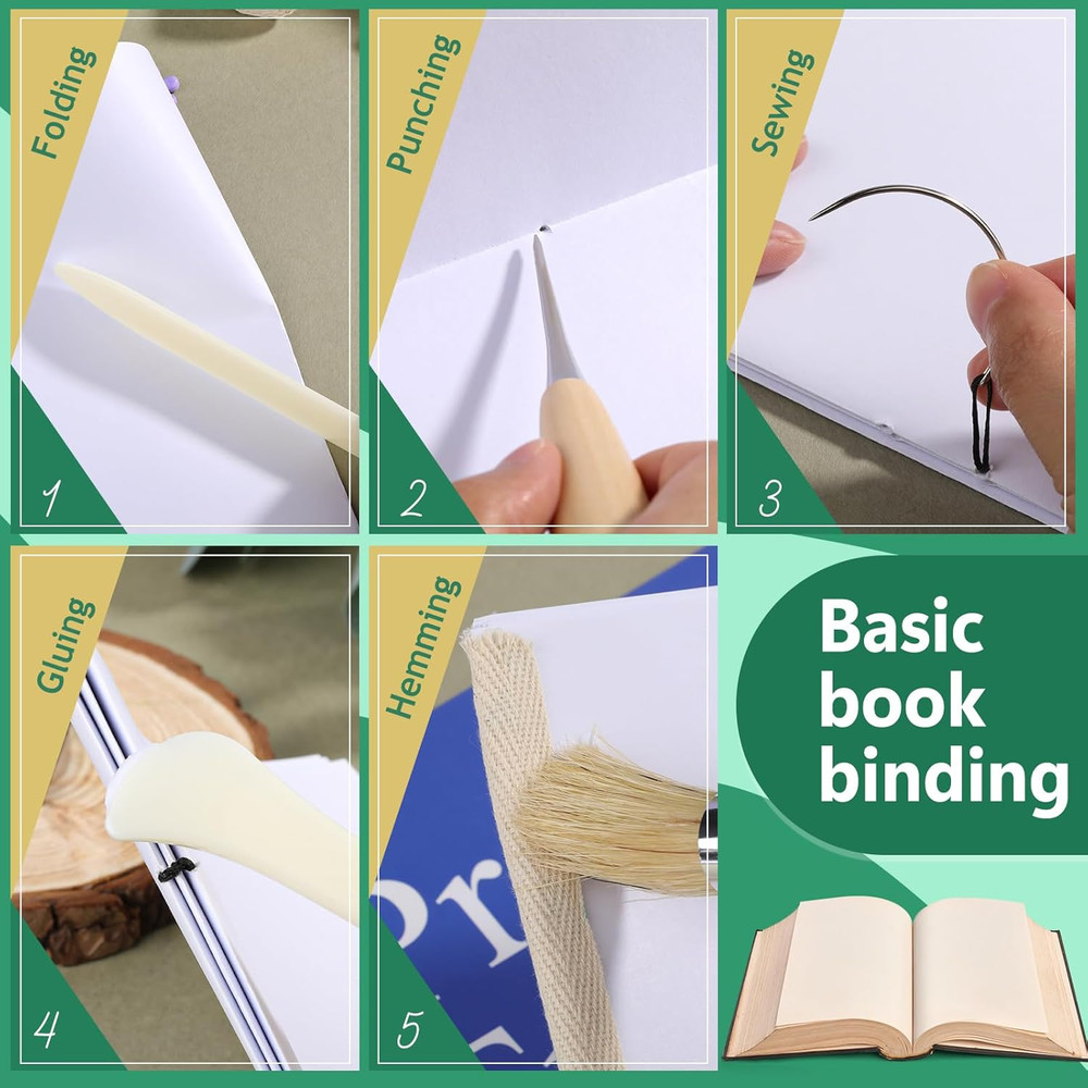 65 Pcs Bookbinding Kit Book Binding Materials Bone Folder Tool Book Binding Kit