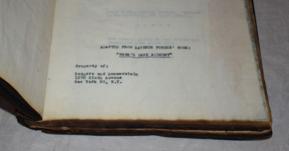 I Remember Mama Original Broadway Play Script Rodgers & Hammerstein Rare Bound