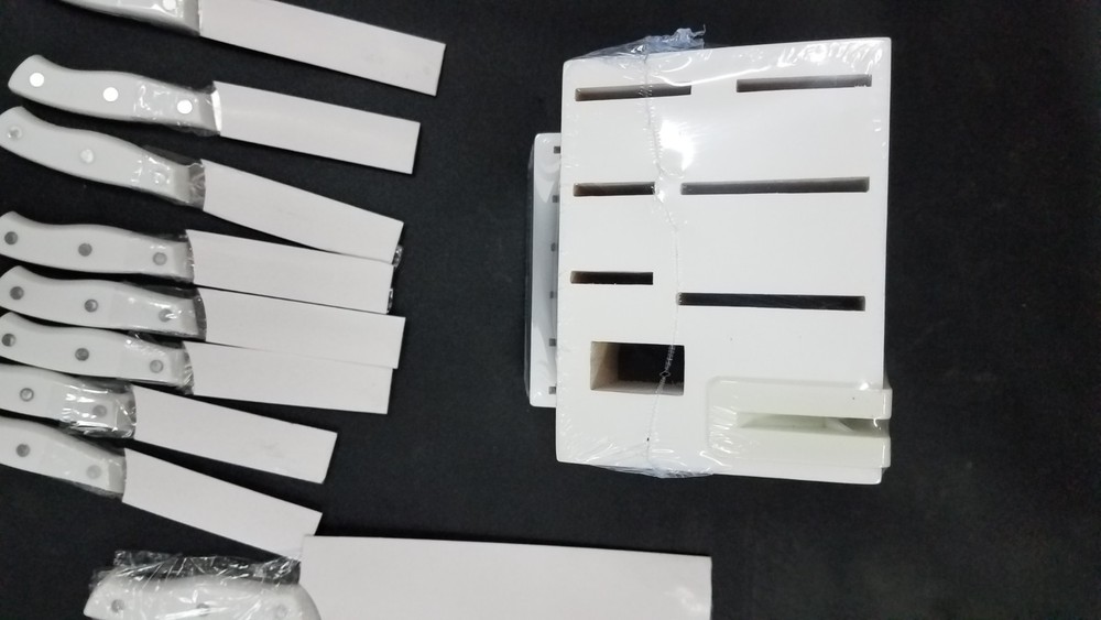 CJZUO 13 Piece Knife Set w/ Sharpener White