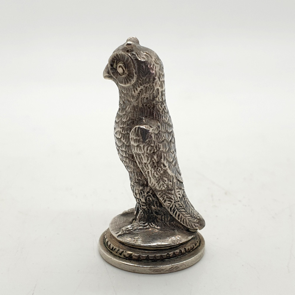 Spanish 915 Solid Silver Owl Wax Seal Stamp Not Engraved