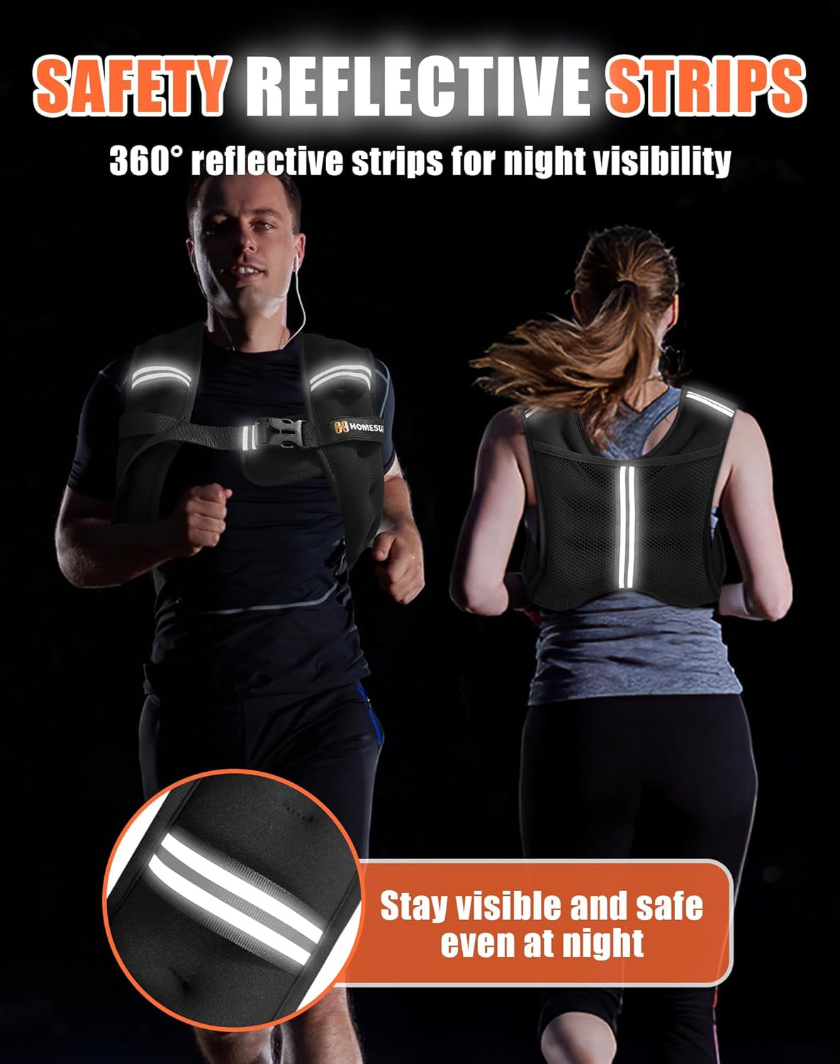 Weighted Vest for Men and Women, 5Lb Adjustable Weight Vest with Reflective Stri