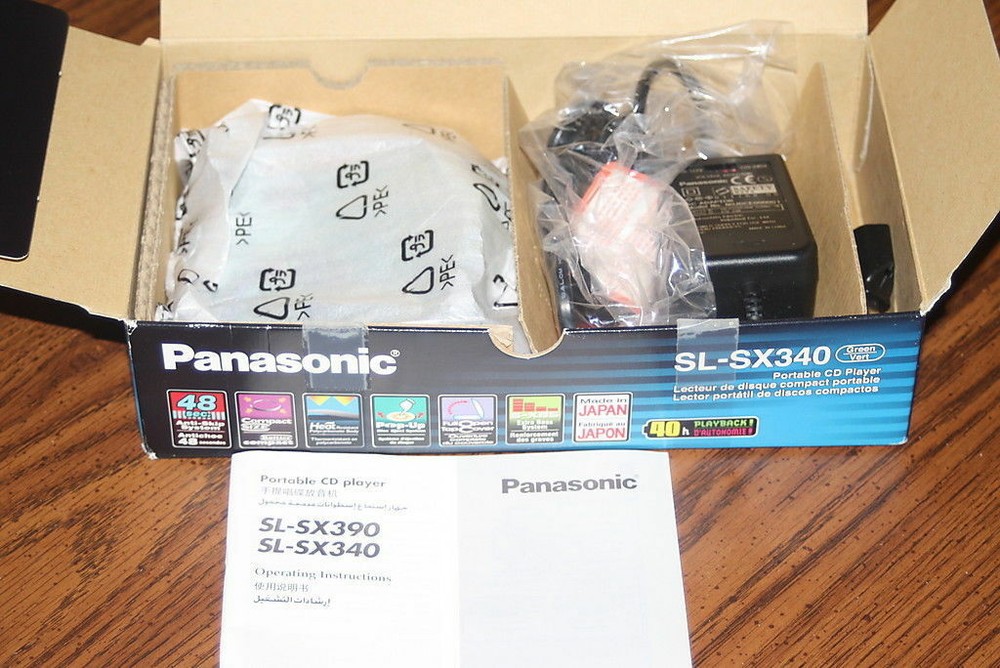 Panasonic Portable CD Player Model SL-SX340 Box Instructions AC Adapter