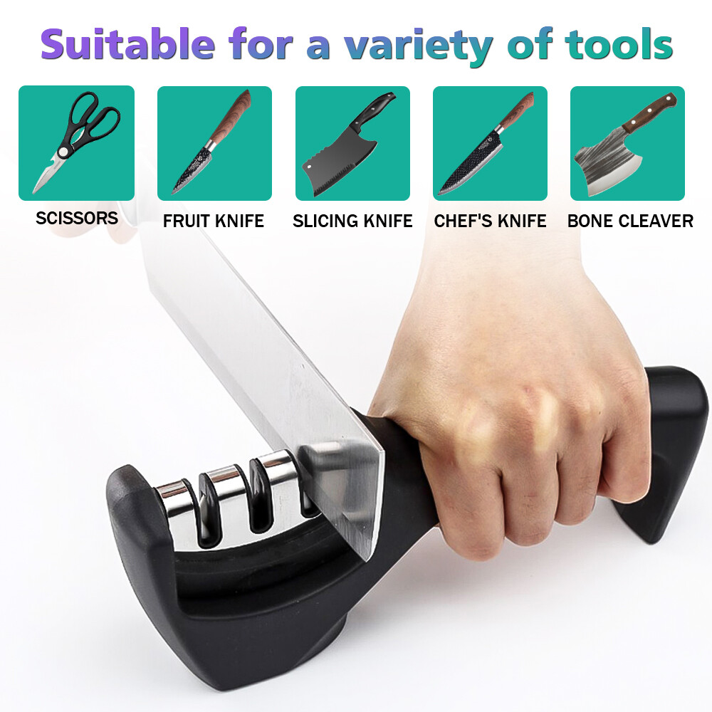 Knife Sharpener Professional Ceramic Tungsten Kitchen Sharpening System 3 Stage
