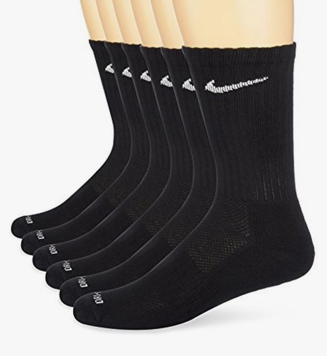 Nike Dri Fit Dry Cushioned Cotton Crew Socks 6 Pairs L