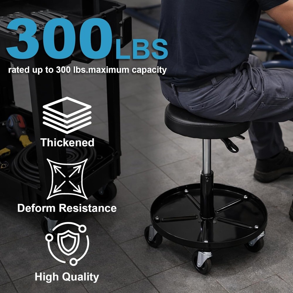 LT12 Professional Mechanics Roller Seat, Pneumatic Adjustable Rolling Stool