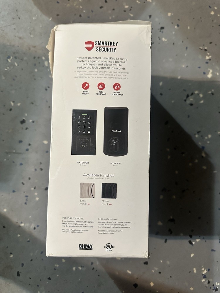 Kwikset SmartCode 270 Touchpad Electronic Lock Keyless Entry Matte Black