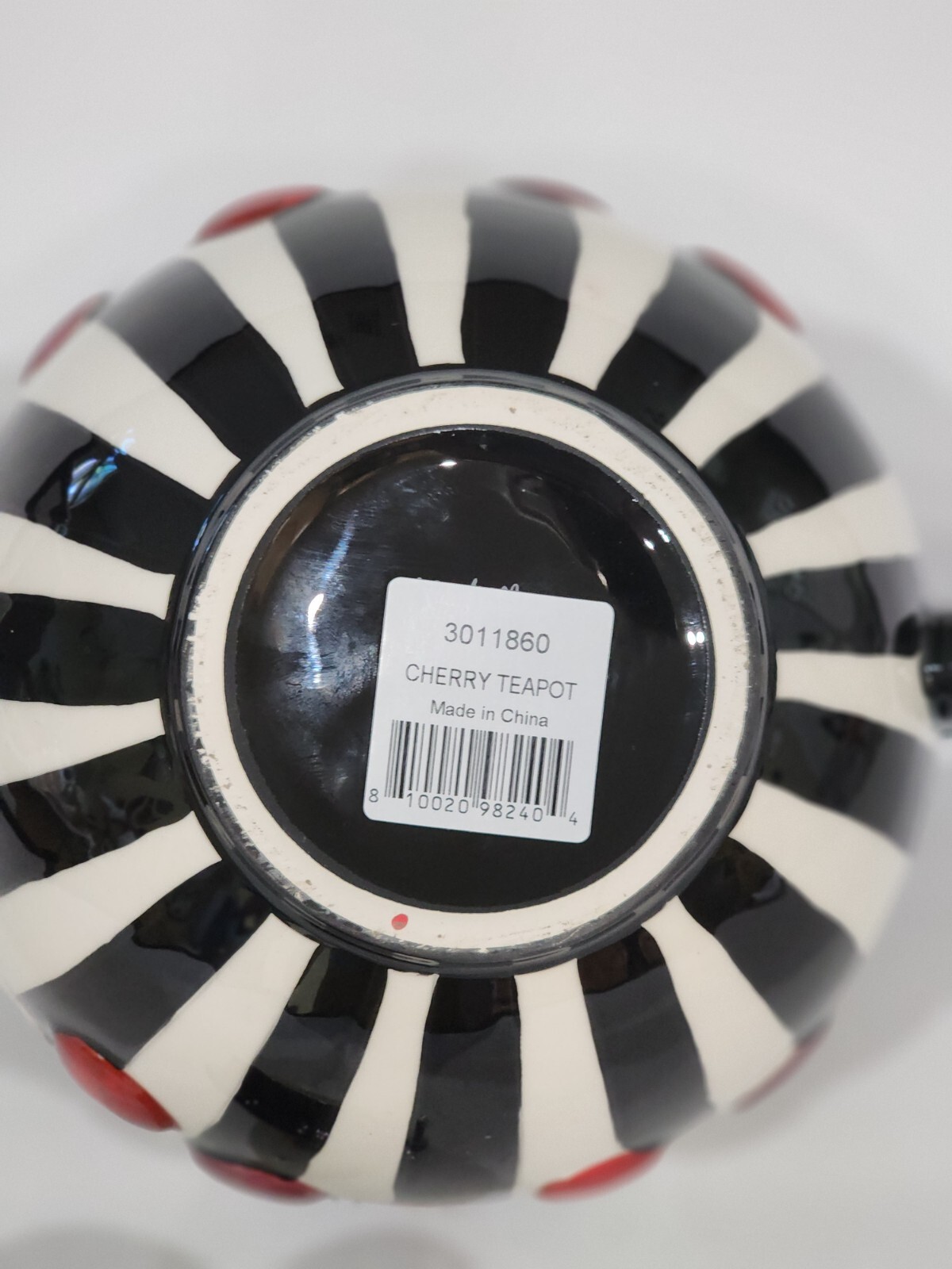 Blue Sky ICING ON THE CAKE Cherry Teapot Ceramic Floral Black White Engelbreit