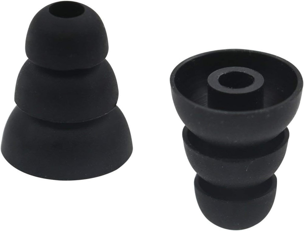 Earbuds Tips 12 Pairs Replacement Triple Flange Conical EarTips 3 Size, Black