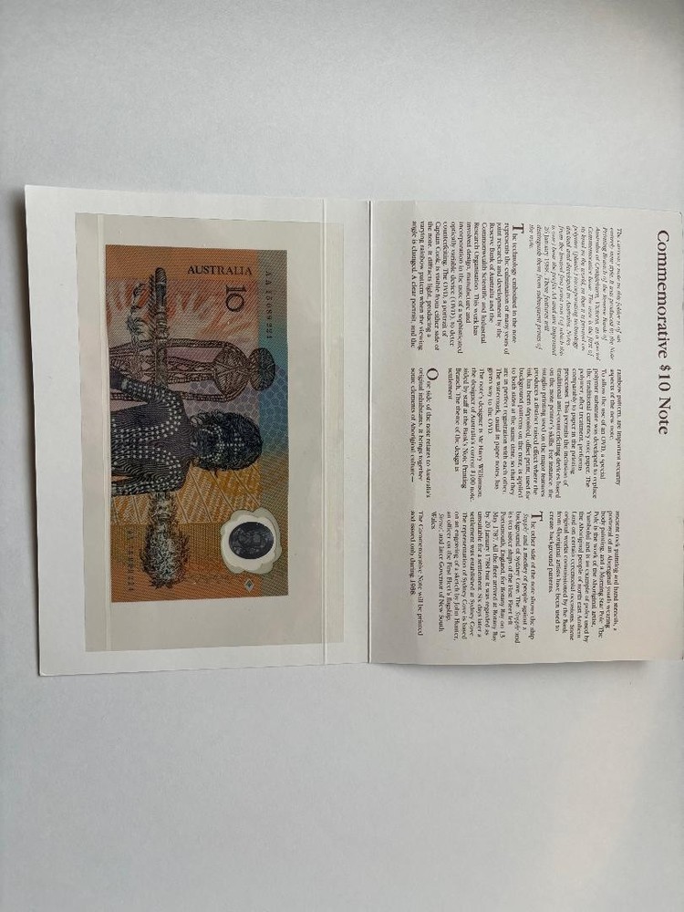Australian Commemorative $10 Note, 1988 Issue Only. Pristine, uncirculated.