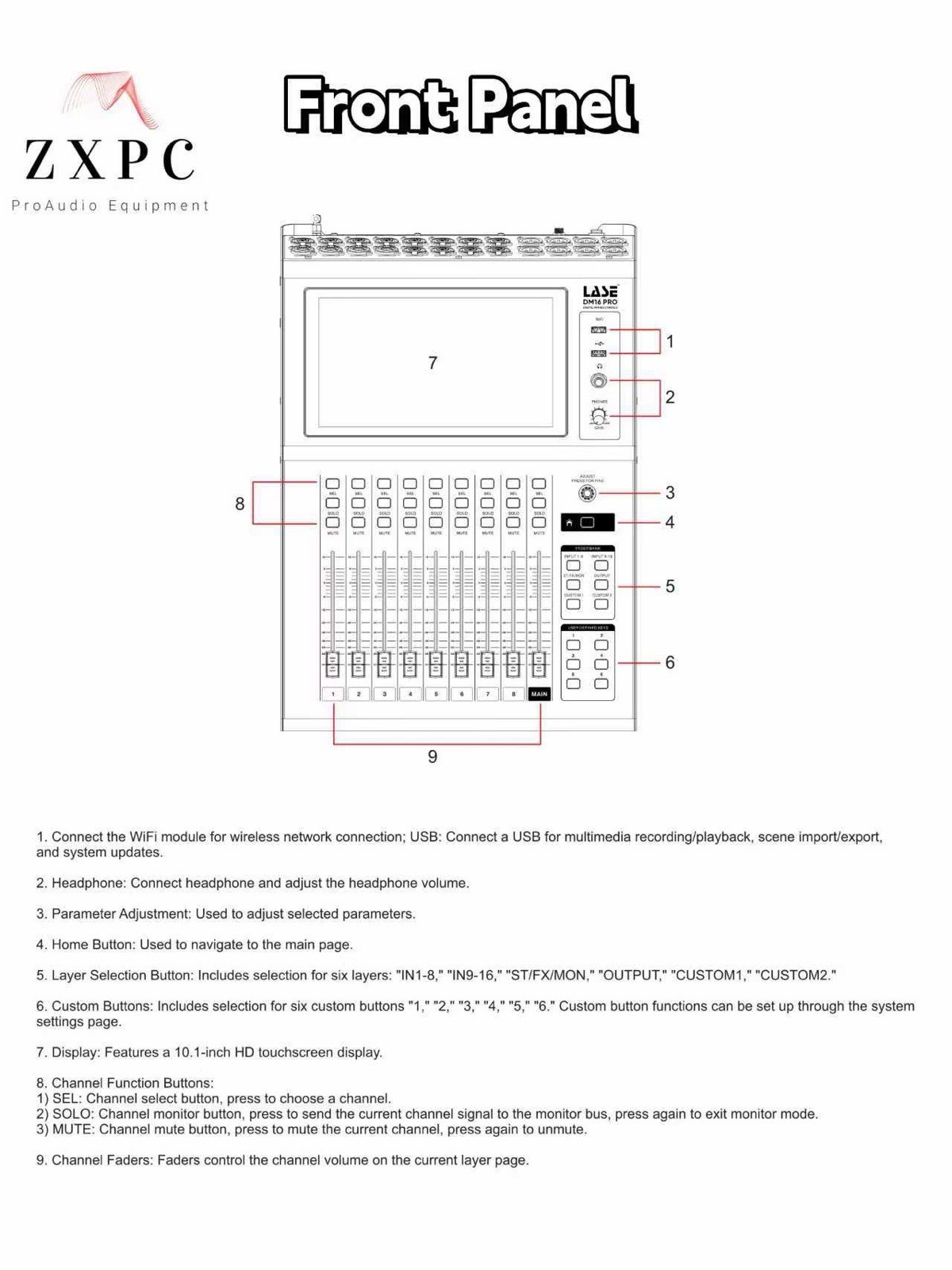 LASE DM16 PRO Multi-Functional Digital Mixing Console W/ 8 Effects 8 XLR Output