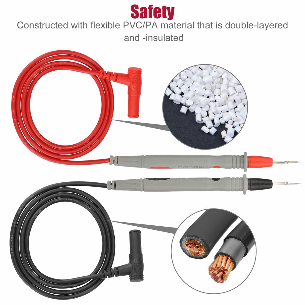 2X Digital Multimeter Meter Electrical Probe Wire Cable Test Lead Alligator Clip