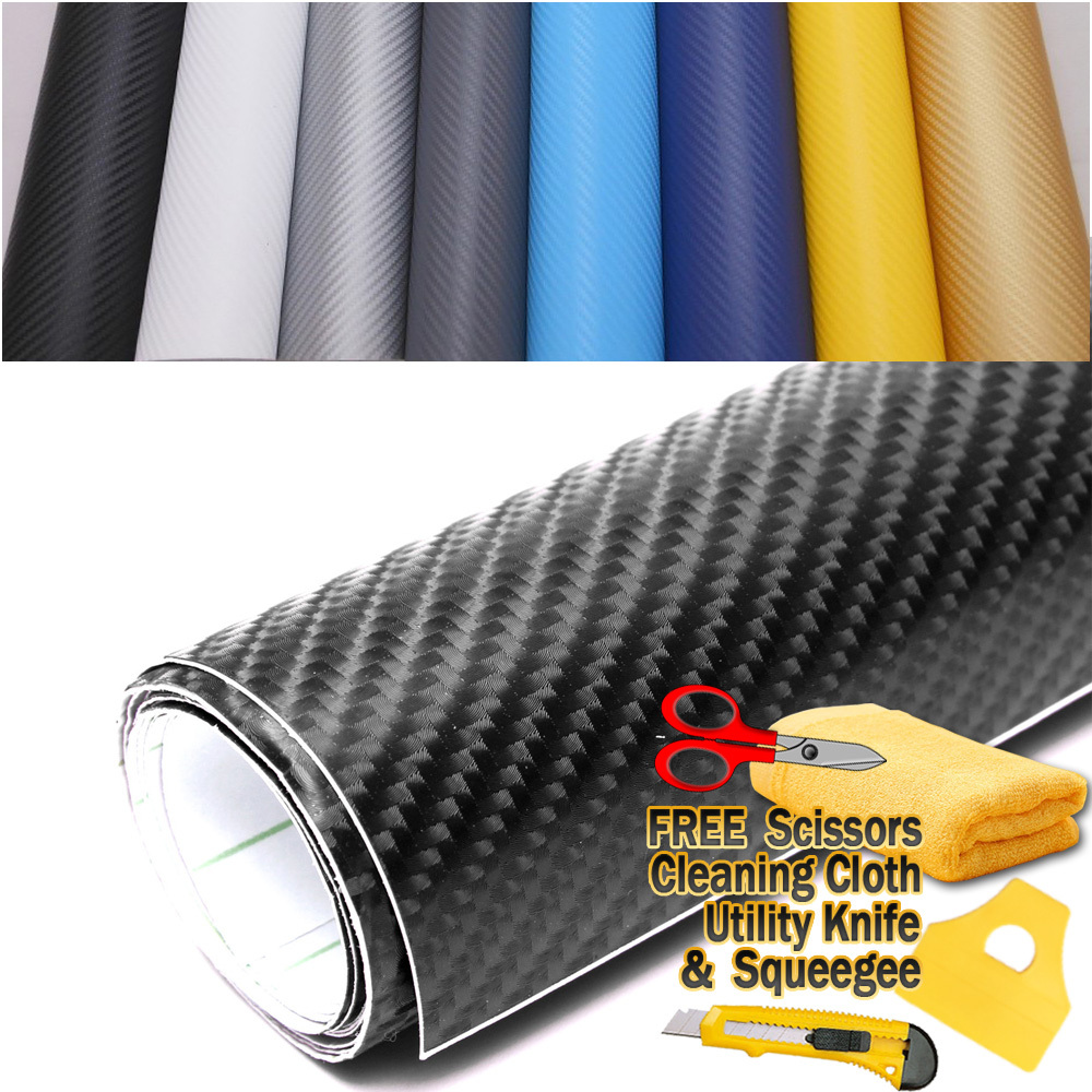 Premium 4D Gloss Carbon Fiber Vinyl Wrap Film Sticker Bubble Free Air Release